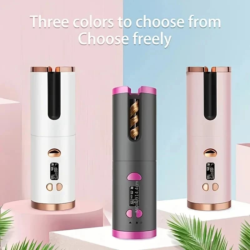 USB Rechargeable Cordless Hair Curler Portable Wireless Curling Iron 6 Temperature Levels Timer Function Fast Heating Auto Off S