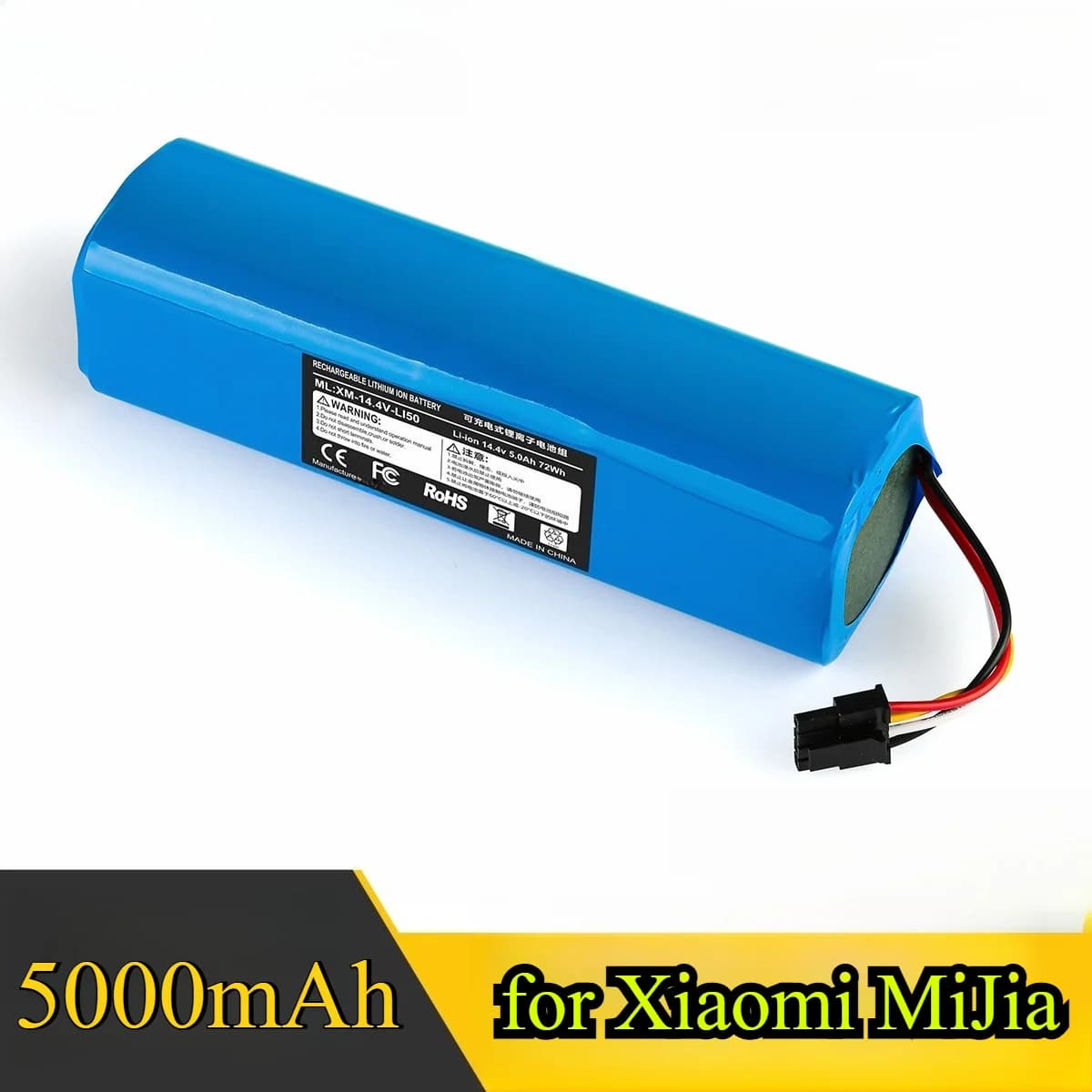 Batteria di ricambio 2PCS 5000mAh per Xiaomi MiJia 1C/Rockrobo S50 STYTJ01ZHM Alimentatore al litio Robot aspirapolvere Tempo di esecuzione prolungato
