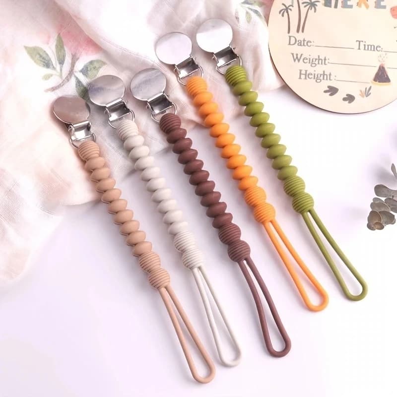 Clip per ciuccio per bambini Ciuccio in silicone senza BPA Catena antigoccia Clip per ciuccio Catena Accessori per bambini