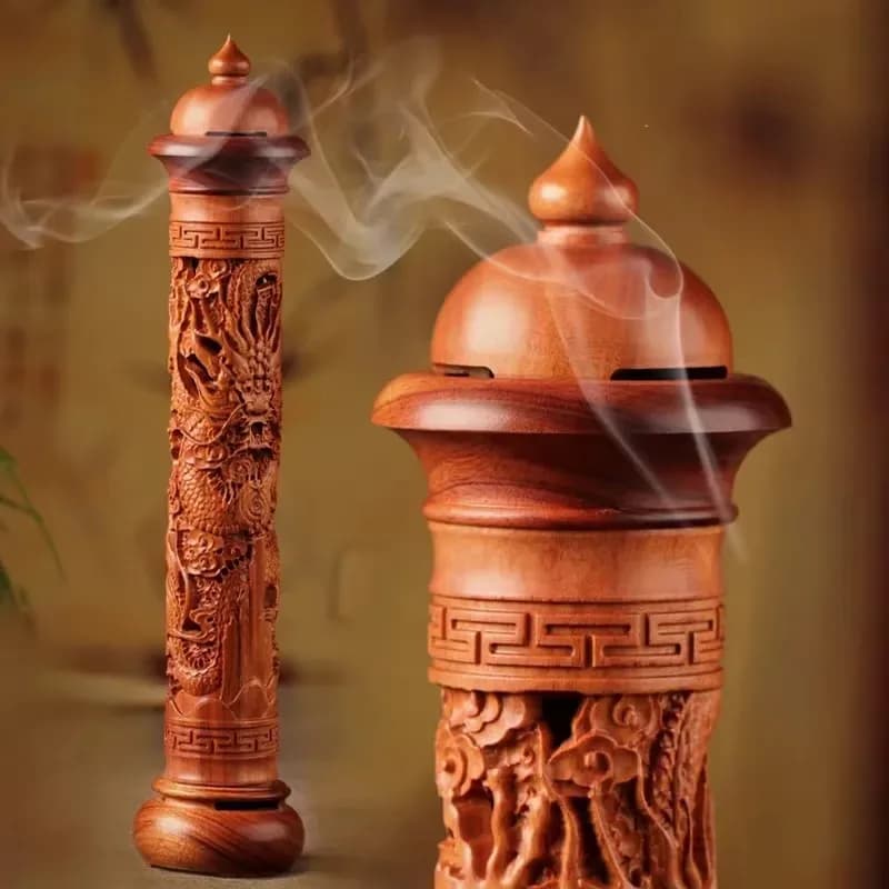 Bruciatore di incenso verticale in legno massello di sequoia, 29 cm, per bastoncini di incenso, base per incenso da soggiorno, decorazione per la casa