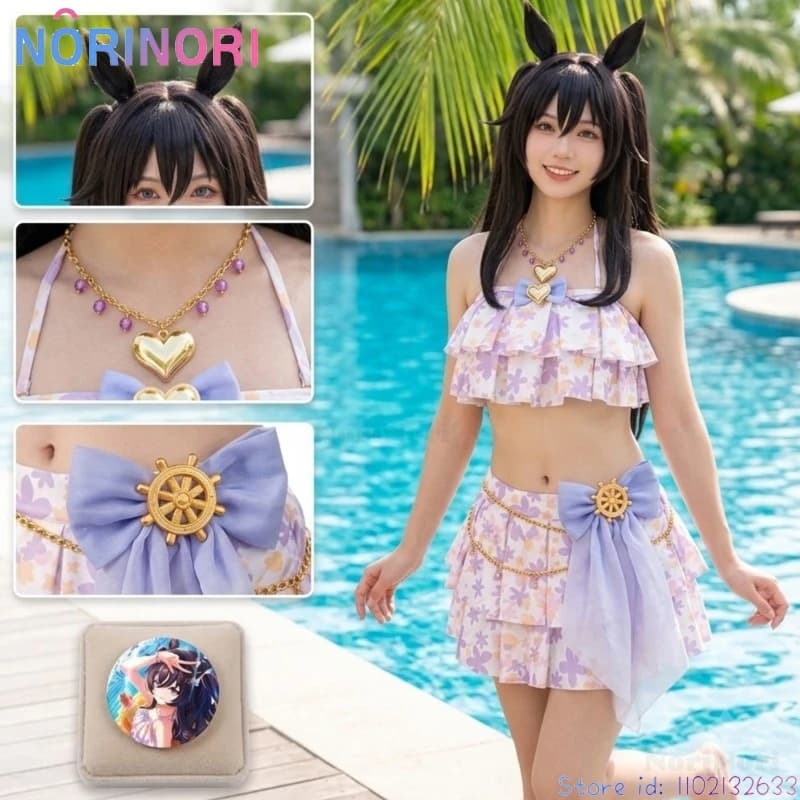 Game Pretty Derby Vivlos Cosplay – Viburosu Umamusume Costume & Wig, Cute Swimsuit New Cards, Halloween Carnival Outfits