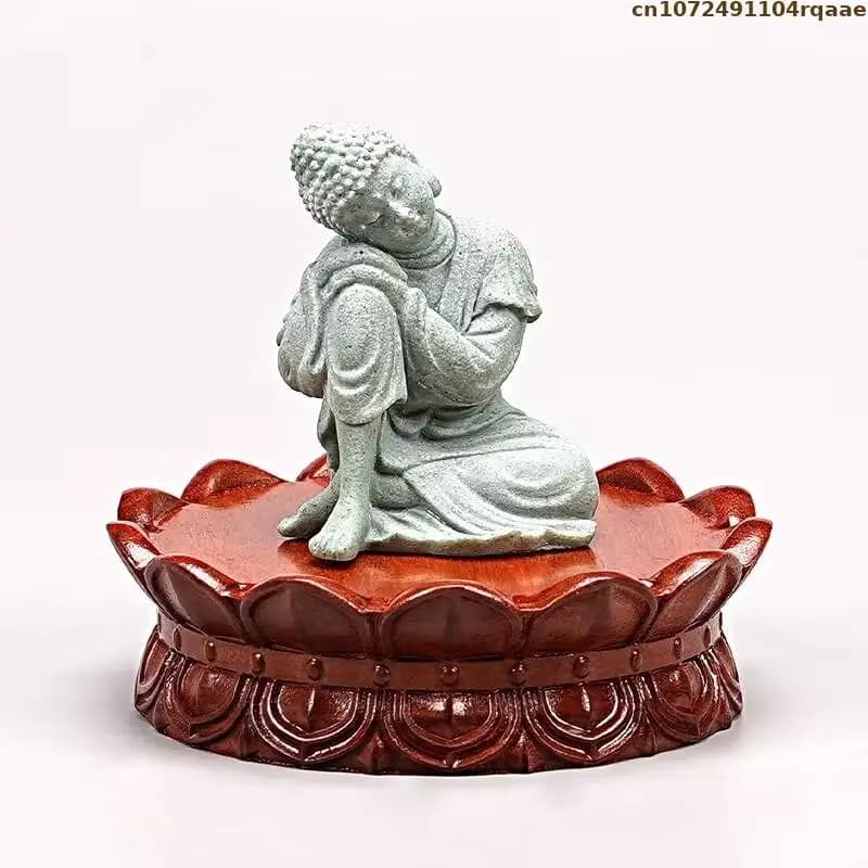 Natural Wooden Lotus Flower Base, Mini Buddha Figurine Pedestal Crystal Ball Display Stand, Tabletop Decorative Flower Holder