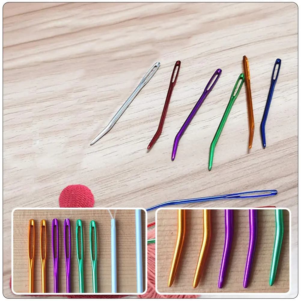 Set di 12 Aghi Multifunzione in Alluminio per Arazzo, con Bordo Liscio, Ideali per Lavori a Maglia, Apprendimento e Progetti Artigianali Domestici