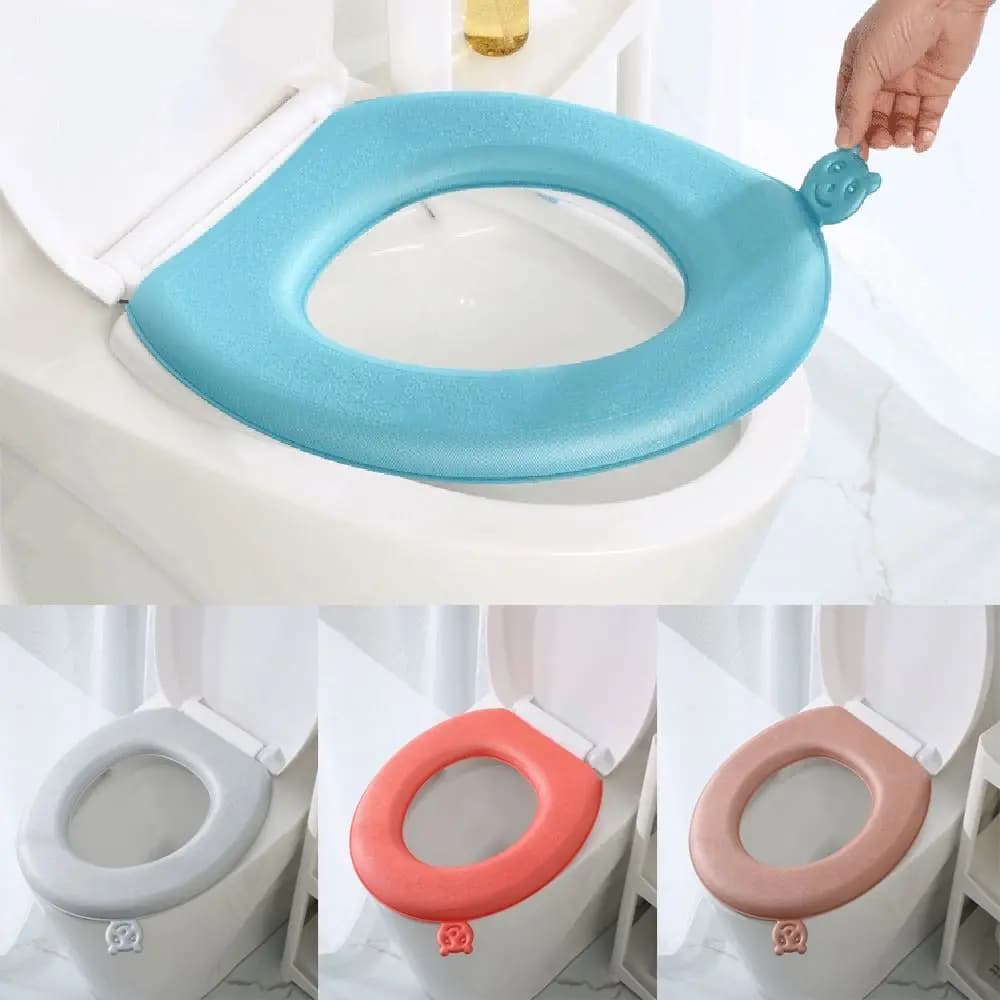 Copriwater universale impermeabile in EVA addensato per WC quattro stagioni, tappetino per WC, lavabile, con maniglia per coperchio ribaltabile