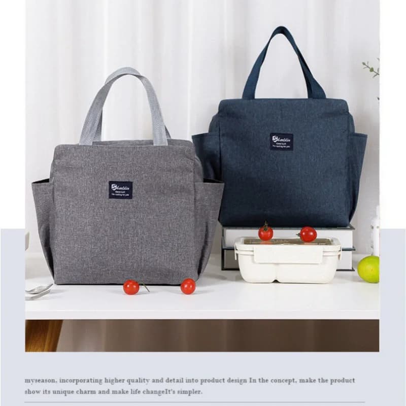 Borsa Termica Portatile a Doppia Tasca per Bento, in Alluminio Ispessito, per Pranzo e Porta Pranzo