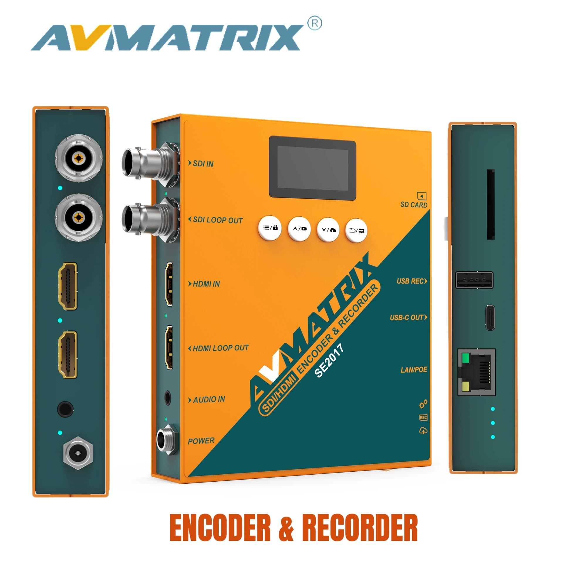 AVMATRIX SE2017 Encoder Registratore 3-in-1 | Streaming e acquisizione SDI/1080P60 con RTSP/RTMP/SRT, audio da 3,5 mm, scheda SD/archiviazione USB