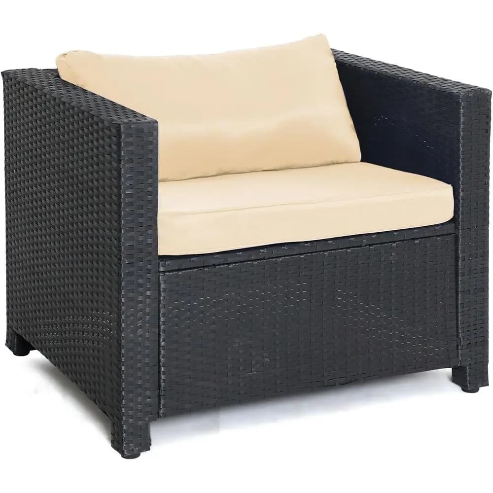 Wicker Patio Chairs, Outdoor Rattan Chairs with Removable Cushion | All-Weather Durable, Suports 330LBS, Anti-Slip, eet Easy Ass