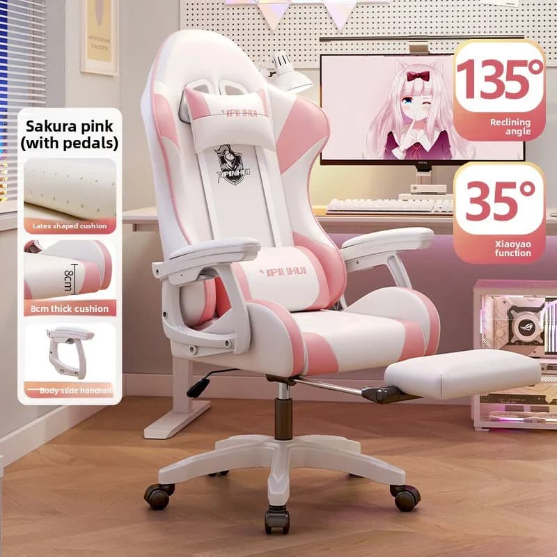 Sedia da gaming resistente, sedia da ufficio per casa e camera da letto, sedia girevole ergonomica e confortevole con regolazione in altezza, sedia per computer