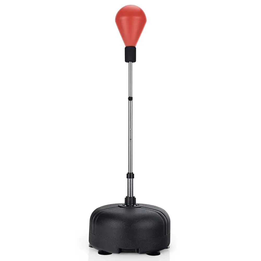 Adult Freestanding Punching Bag Set With Adjustable Height, Heavy Base For Stability, Includes Boxing Gloves, Ideal For Home Gym Cardio And Kickboxing Training, Red