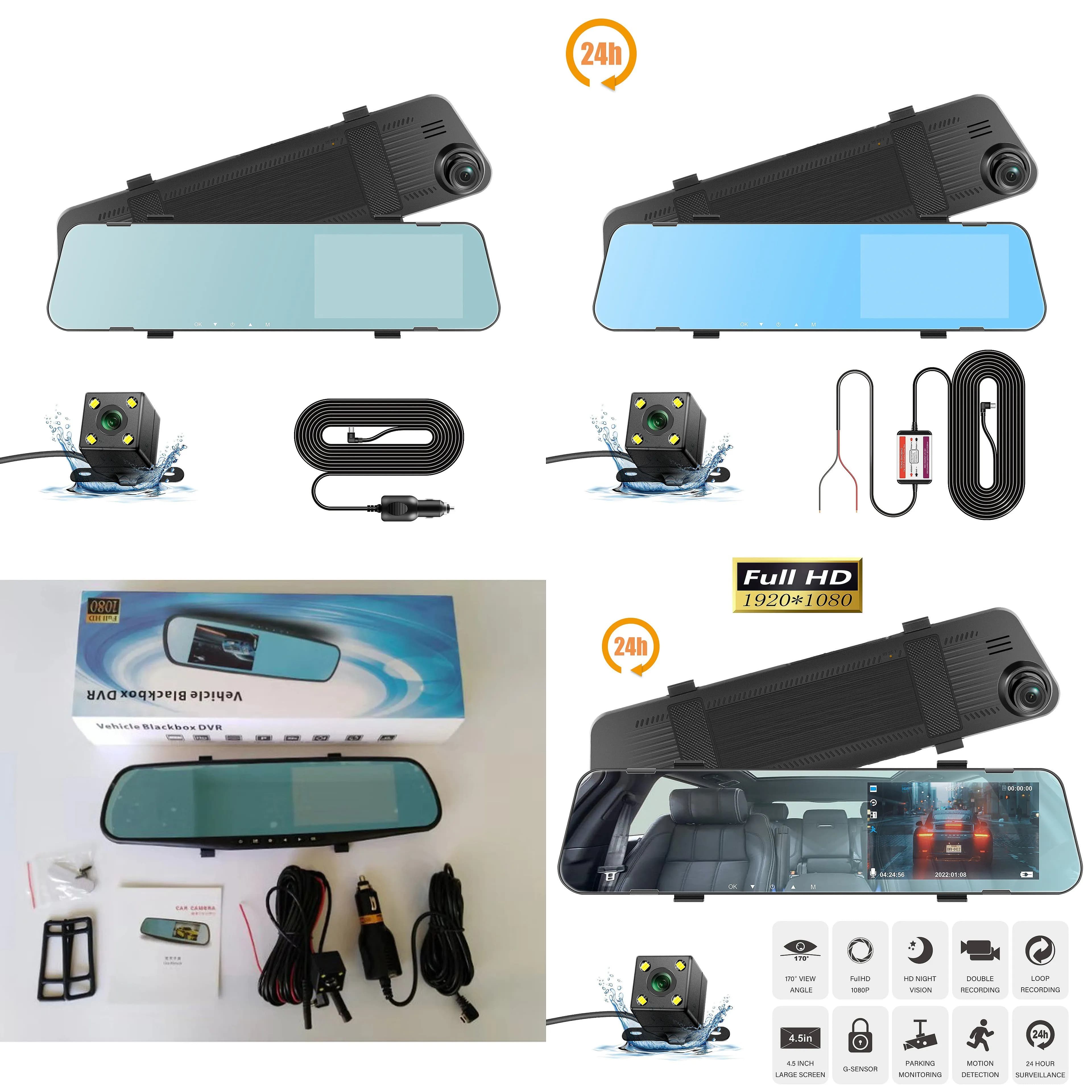 4.3 Inch 1080P Dual Lens GPS Rearview Mirror Dash Cam Car DVR Recorder