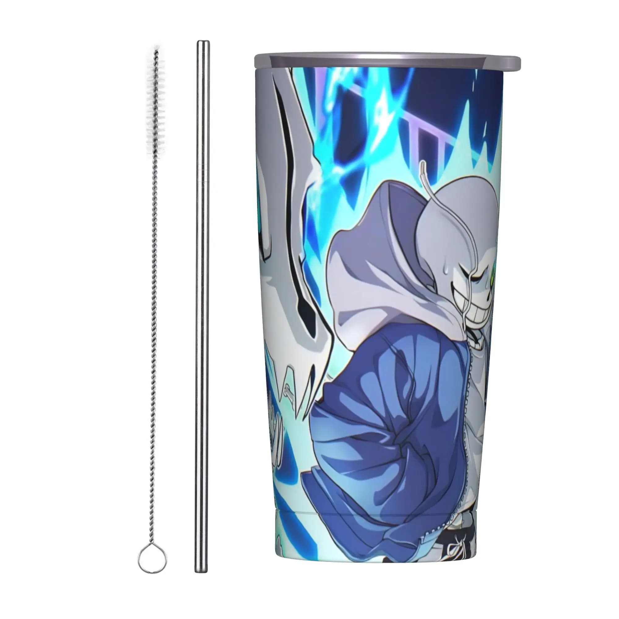 Undertale Sans Game Insulated Tumbler with Straws Vacuum Coffee Mugs Double Wall Water Bottle Cups, 20oz