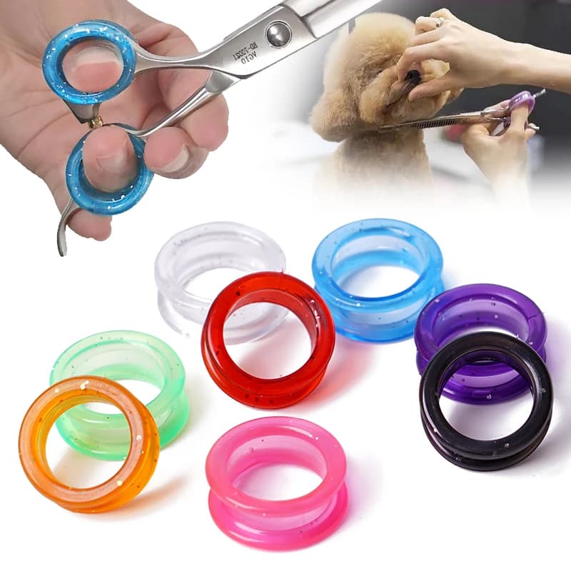 5 pezzi/set anelli per dita in silicone per forbici per peli di cani e gatti protezione colorata forbici per toelettatura per animali domestici protezione per le dita