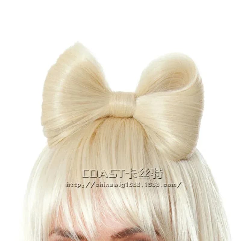 Cosplaygaga Same Style White Bow Wig Long Straight Hair Fashion Popular European and American Style Wig Performance WigMVCFCBNVN