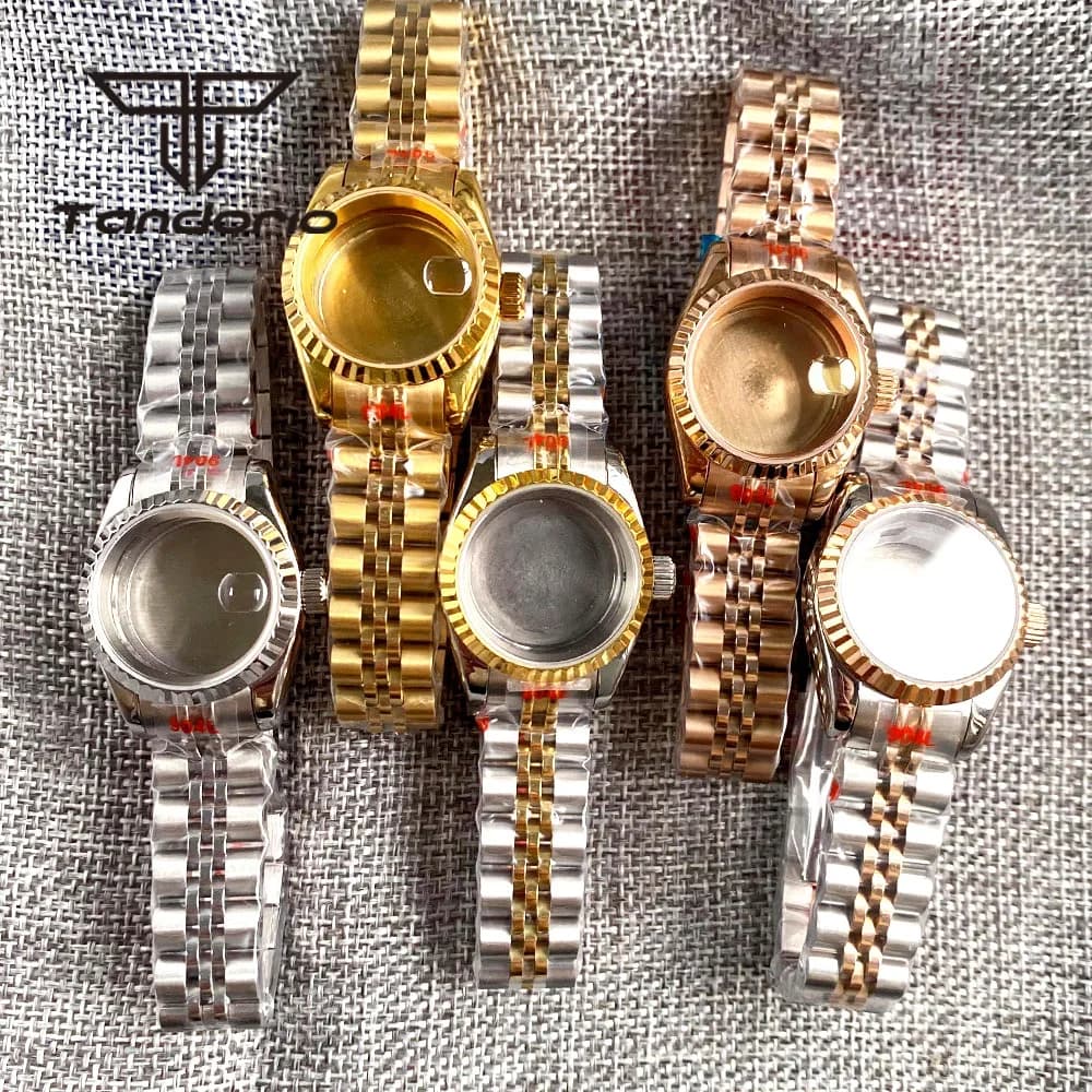 26mm stainless steel watch case with bracelet for women suitable for sapphire crystal with automatic movement NH05 NH06