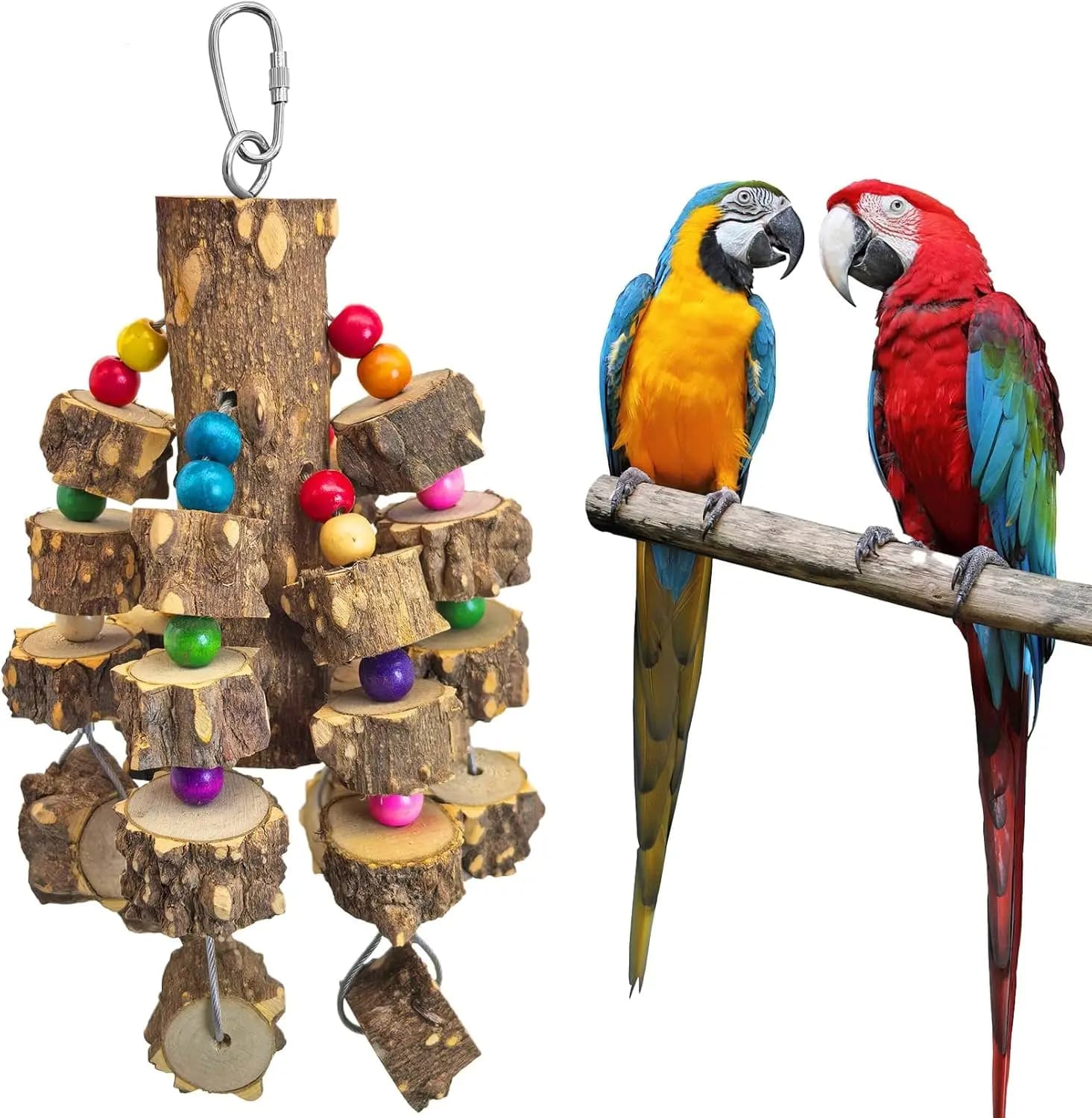 Giocattoli in Legno Durevoli per Pappagalli, Macaw, Grigio Africano, Cacatua - Blocchi Naturali da Masticare per Uccelli di Piccola e Media Taglia