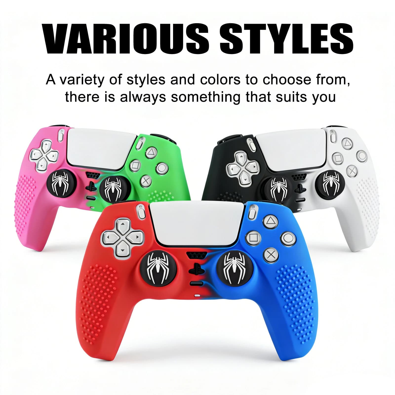 Accessori per Controller PS5 Playstation 5 con 2 Copri-Grip Antiscivolo in Silicone, Cover Protettiva
