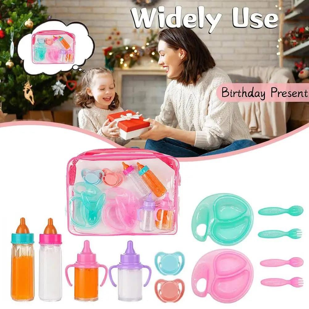 Set di giocattoli per biberon magici che scompare, accessori realistici per l'alimentazione delle bambole con cucchiaio per biberon per succhi ciuccio, giochi di finzione
