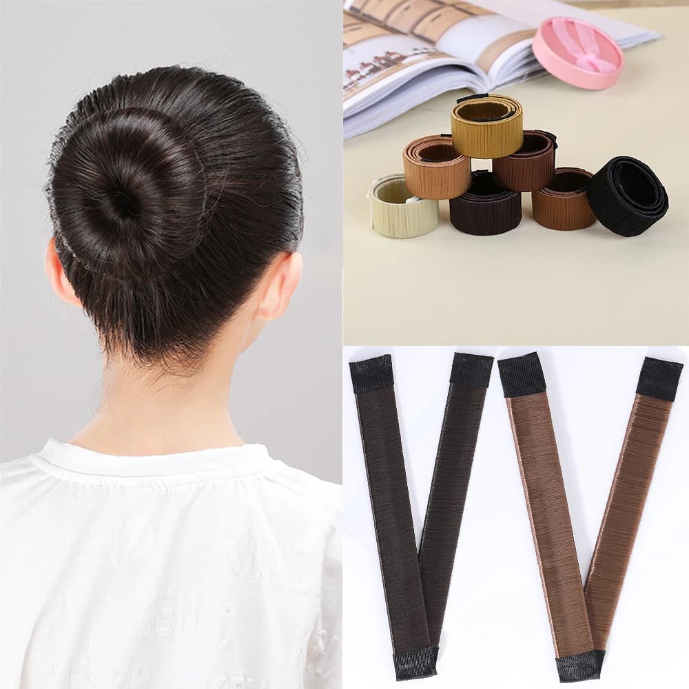 Simple nylon hair accessory for fast chignon, donut effect, French style, for effortlessly curling, synthetic donut, donut hair band