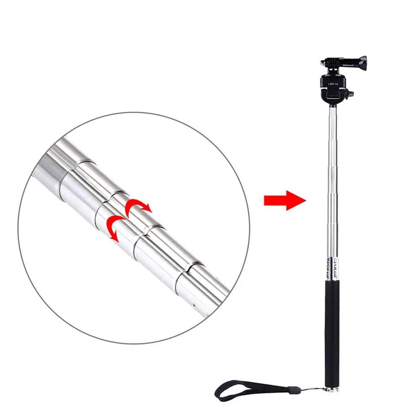 Bastone per Selfie con palo telescopico a 7 sezioni per GoPro/DSLR con adattatore per treppiede monopiede SJ4000