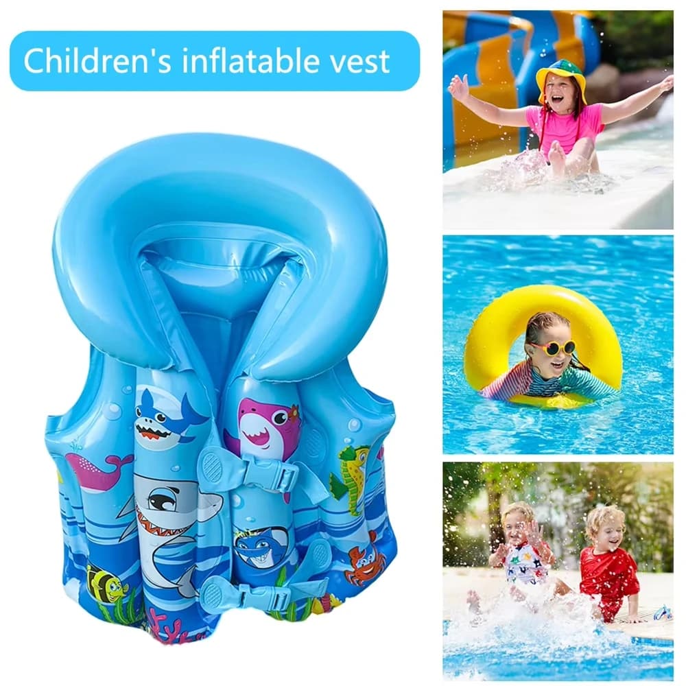 Kids Vest Children's Inflatable Life Jacket Safety Swimming Gear Portable Buoyancy Aid for Swimming Pool Beach Water Sports