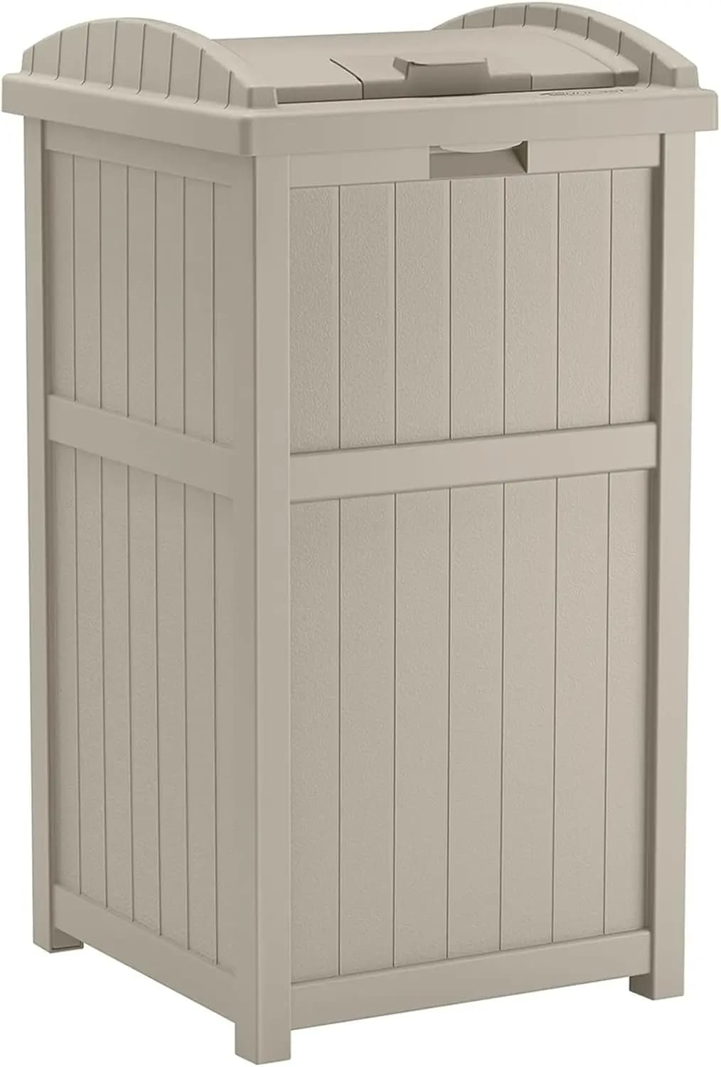 Cestino per Rifiuti da Esterno da 30 Galloni con Coperchio, in Resina Resistente alle Intemperie, Design Stile Vimini per Patio e Giardino