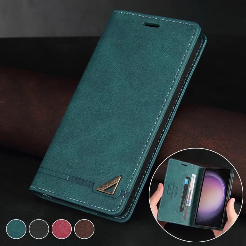 Portafoglio con slot per schede Blocco RFID Cavalletto Custodia magnetica per Samsung Galaxy S25 Edge S24 Ultra S23 S22 S21 S20 FE Cover