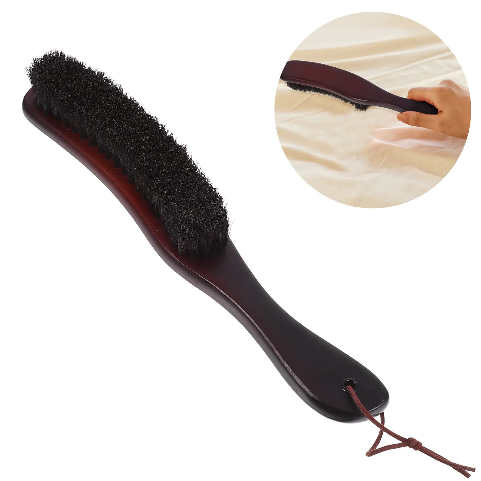 Spazzola per la pulizia in crine di cavallo naturale con manico in legno dal design ergonomico per la pulizia di casa, ufficio, auto, mobili, vestiti, scarpe e divani