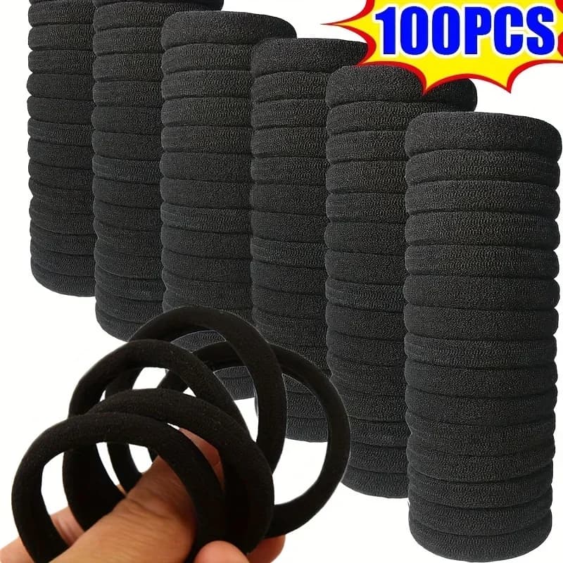 High Elastic Hair Faxes for Girls Black Hair Band Rubber Ties Horsetail Door Scrunchies Kids Hair Accessories