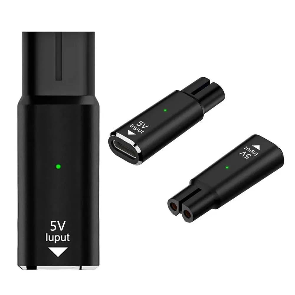 Adattatore Caricabatterie per Rasoio Elettrico Type-C a Doppio Slot 5V, per Alimentazione USB, per Regolazione di Barba e Baffi, Plug and Play