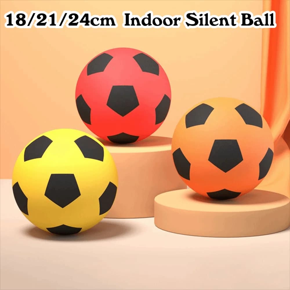 Pallone da Calcio Silenzioso ad Alta Elasticità, Facile da Afferrare, a Basso Rumore, in Schiuma, 18/21/24CM, Pallone da Allenamento Indoor Comprimibile