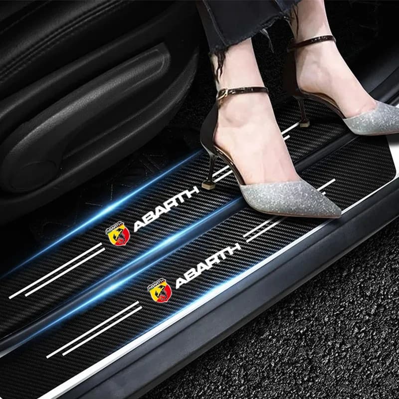 Adesivo per soglia portiera auto in fibra di carbonio per Fiat Abarth 595 Abarth 500 Abarth 124 Spider, striscia protettiva per bagagliaio auto