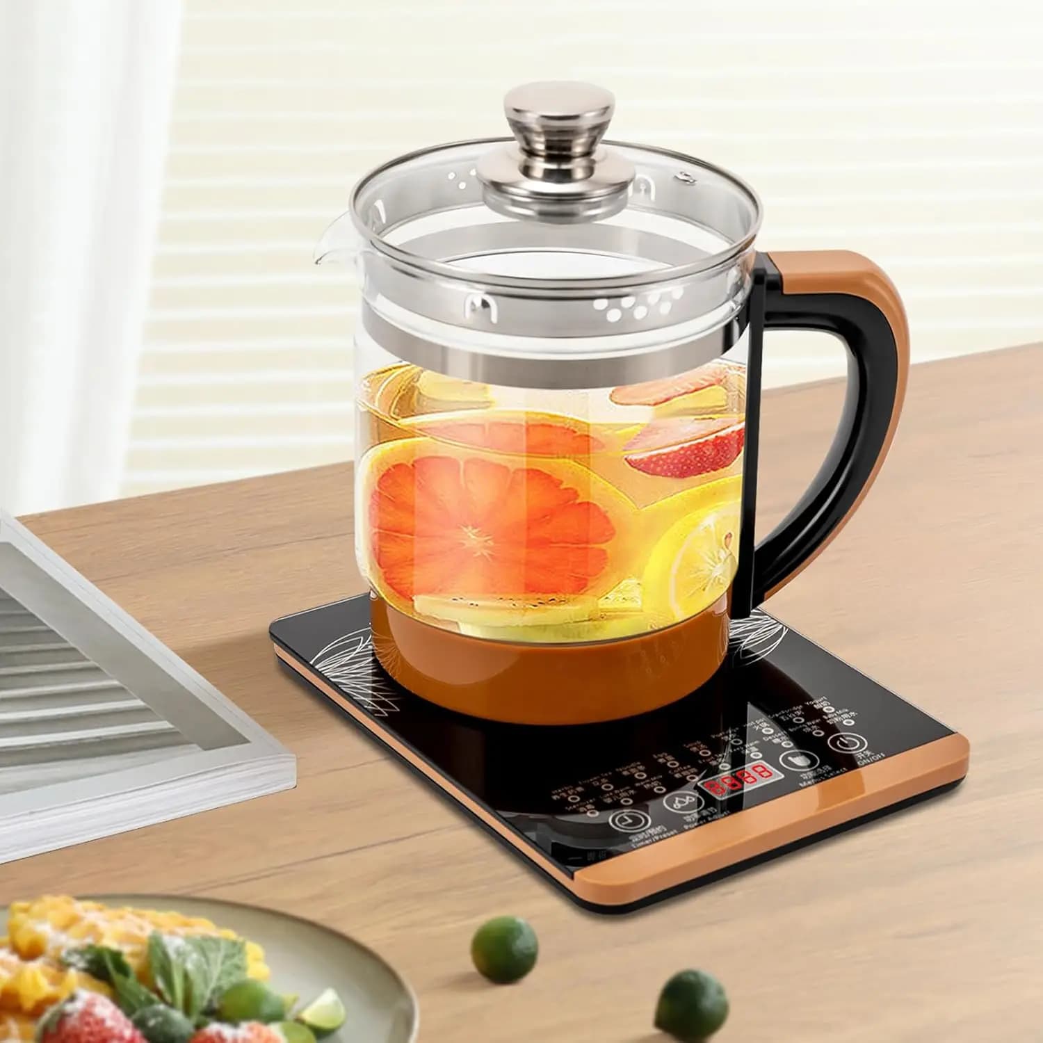 1,8L 800W Electric Glass Kettle, Electric Kettle with Temperature Control and Vapour Egg Support, 18 Intelligent Tea and Drinking Drinks