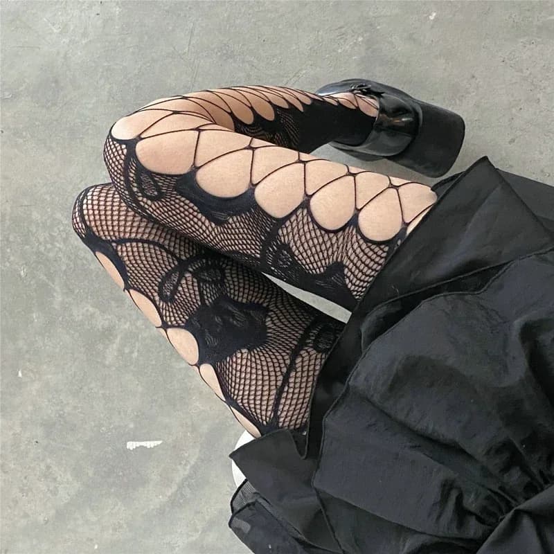 Gothic Fishnet Tights for Women Sexy Mesh Stockings Lolita Y2K Patterned Pantyhose Trendy Leggings for Alternativewear