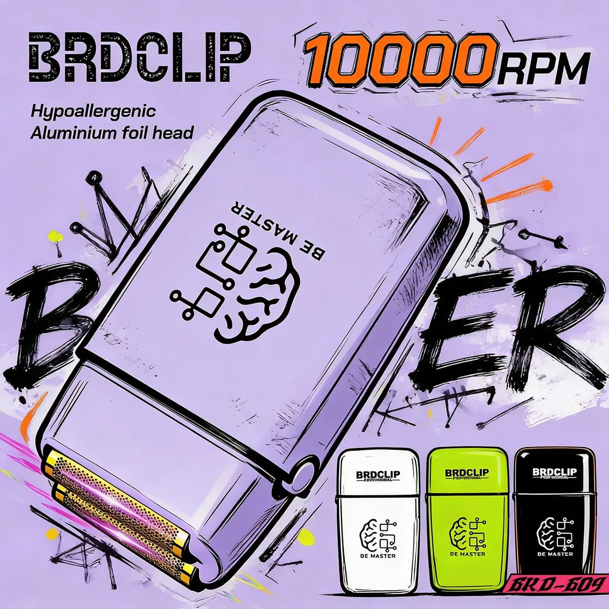 BRDCLIP 609 Professional Titanium Razor for Barbiere, Adjustbarba 10000RPM, Hair Finisher, Polishing and Finishing Machine for Men