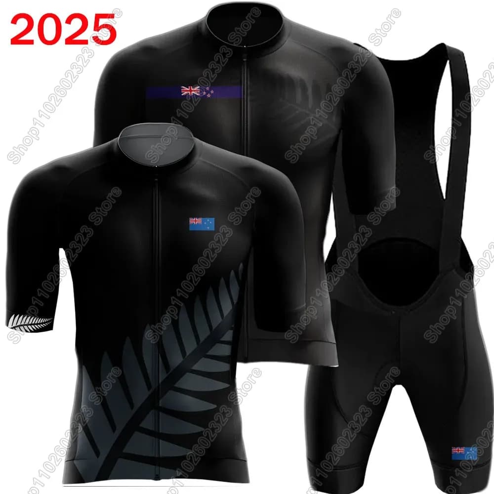 New Zealand National Team Cycling Jersey 2025 Set Bike Clothing Road Bike Shirts Bicycle Suit Shorts with MTB Ropa Maillot