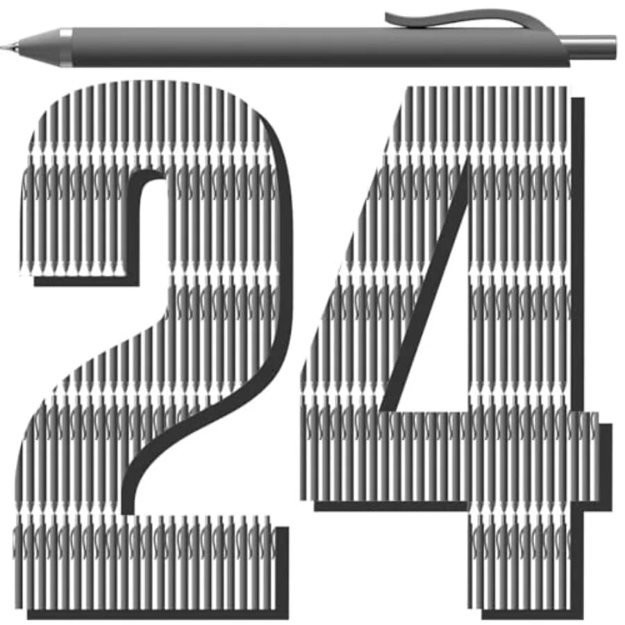 Gel Pens Black 0.7mm - 24 Pack Retractable Quick-Drying for Journaling