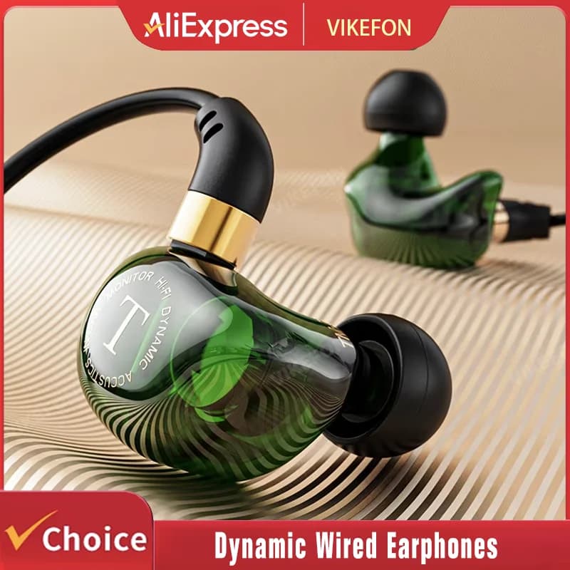 HIFI Connected Dynamics with Powerful Low, 3.5mm In-Ear Musical Headphones with Microphone, for Sport and Gaming, with Noise Cancellation