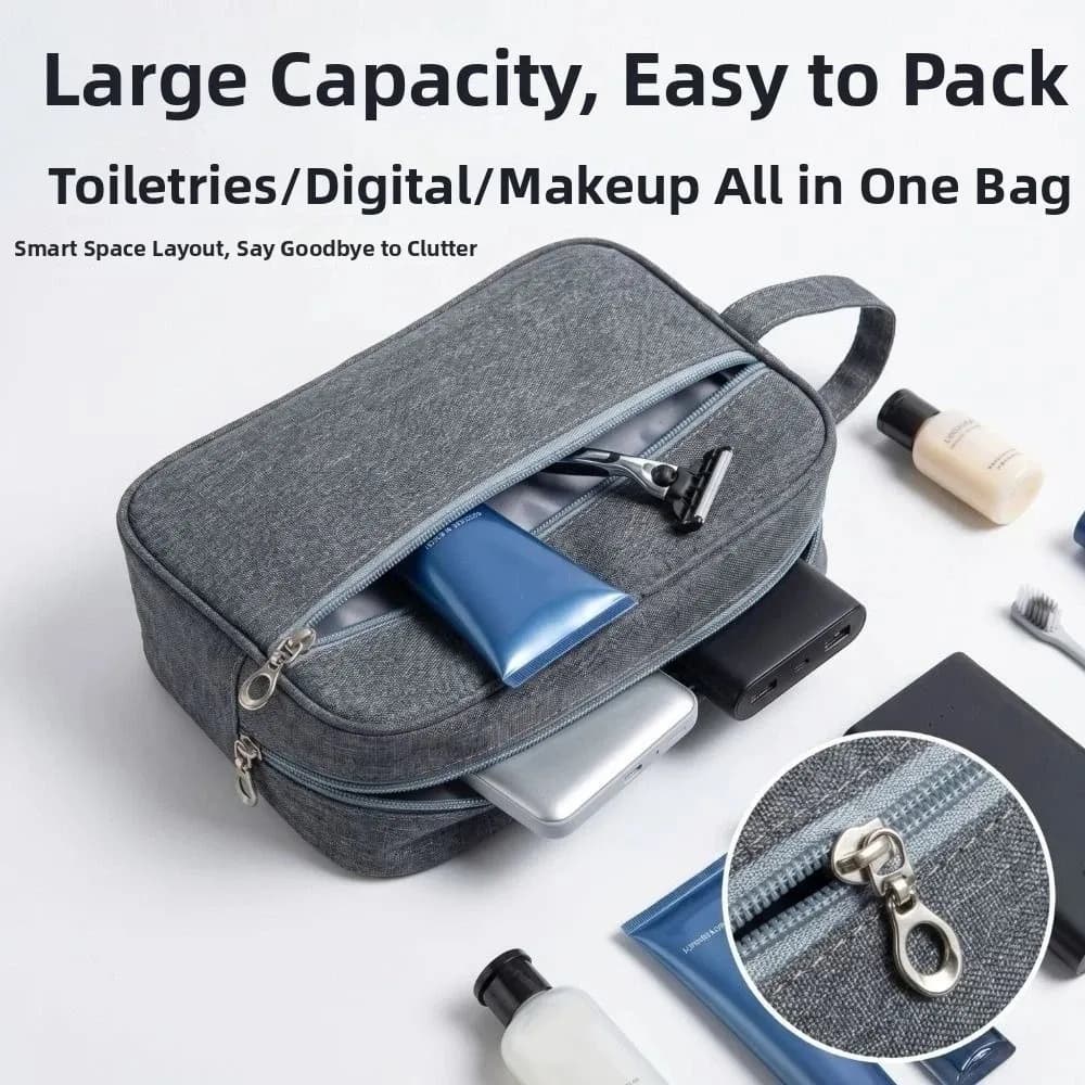 Oxford Cloth Men's Toiletry Bag Large Capacity Waterproof Portable Makeup Handbag with Handle Space Saving