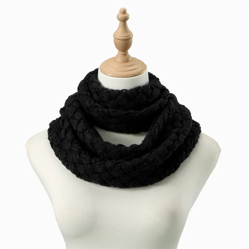 Unisex Solid Color Cross Double Layer Knit Neck Warmer Korean Minimalist Warm Winter Scarf Gaiter