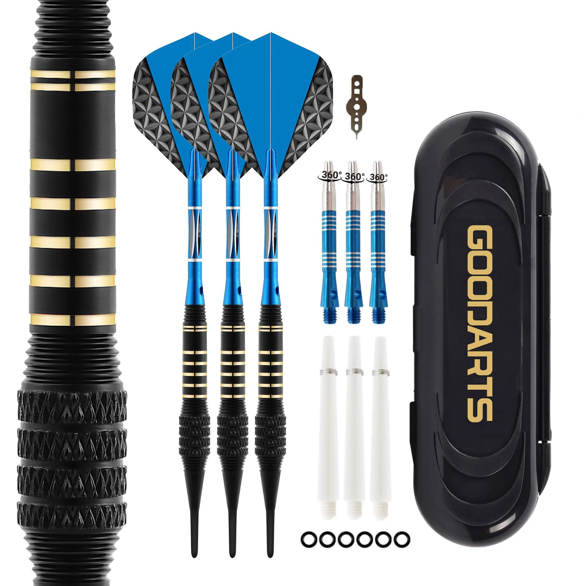 Set di 3 freccette con punta morbida Wing, freccette professionali per allenamento su bersaglio elettronico, corpo scanalato antiscivolo, asta rotante per freccette