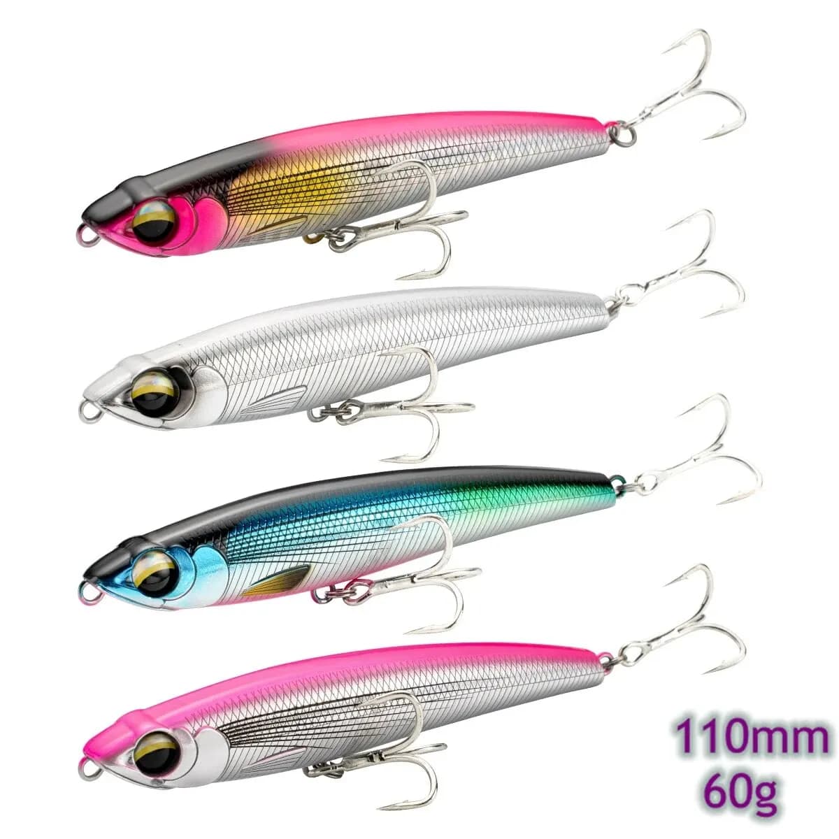 Matita affondante esche da pesca 110MM 60G richiamo di pesca in mare esca dura artificiale per tonno di mare GT esca da pesca con gancio forte