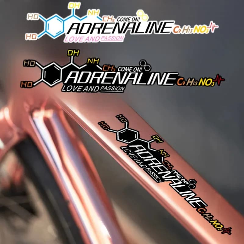 ADRENALINE Molecular Formula Stickers, Waterproof Vinyl for Bike Frame Car Motorcycle Helmet