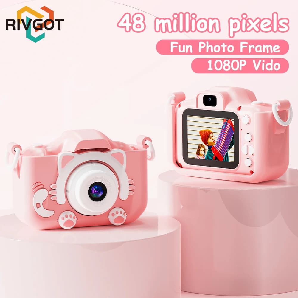 Children's Camera for Girls Digital Video Recording Camera for Kids HD 1080P for Birthday with 32GB SD Card Toy Cameras with 2 Inch IPS Screen