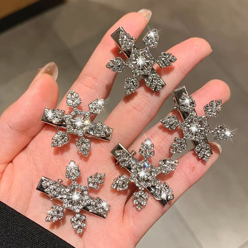 Rhinestone Pearl Hairpin Eye-Catching Festive Hair Clips Winter Hair Jewelry Elegant Christmas Hair Accessory For Special New