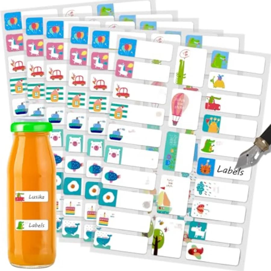 125 Labels Waterproof Stickers for Biberon and Various Objects, Colorful Labels for Water Bottles for Nido Asylums