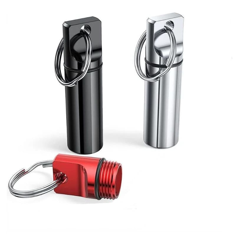 New portable waterproof aluminum keychain metal container container organizer capsule airtight tablet to store items on the road