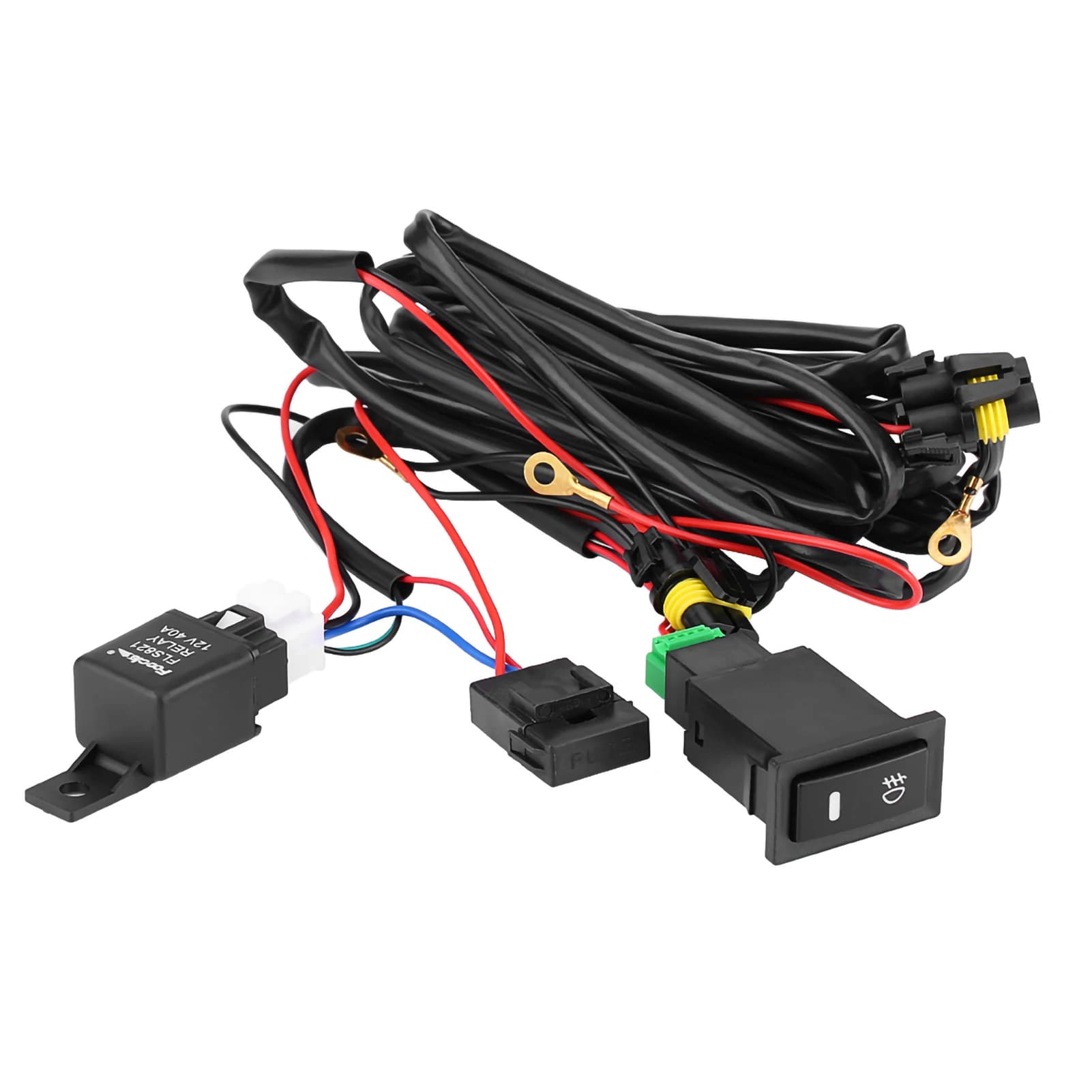 12V Universal Car LED fendinebbia On/Off interruttore cablaggio fusibile relè Kit