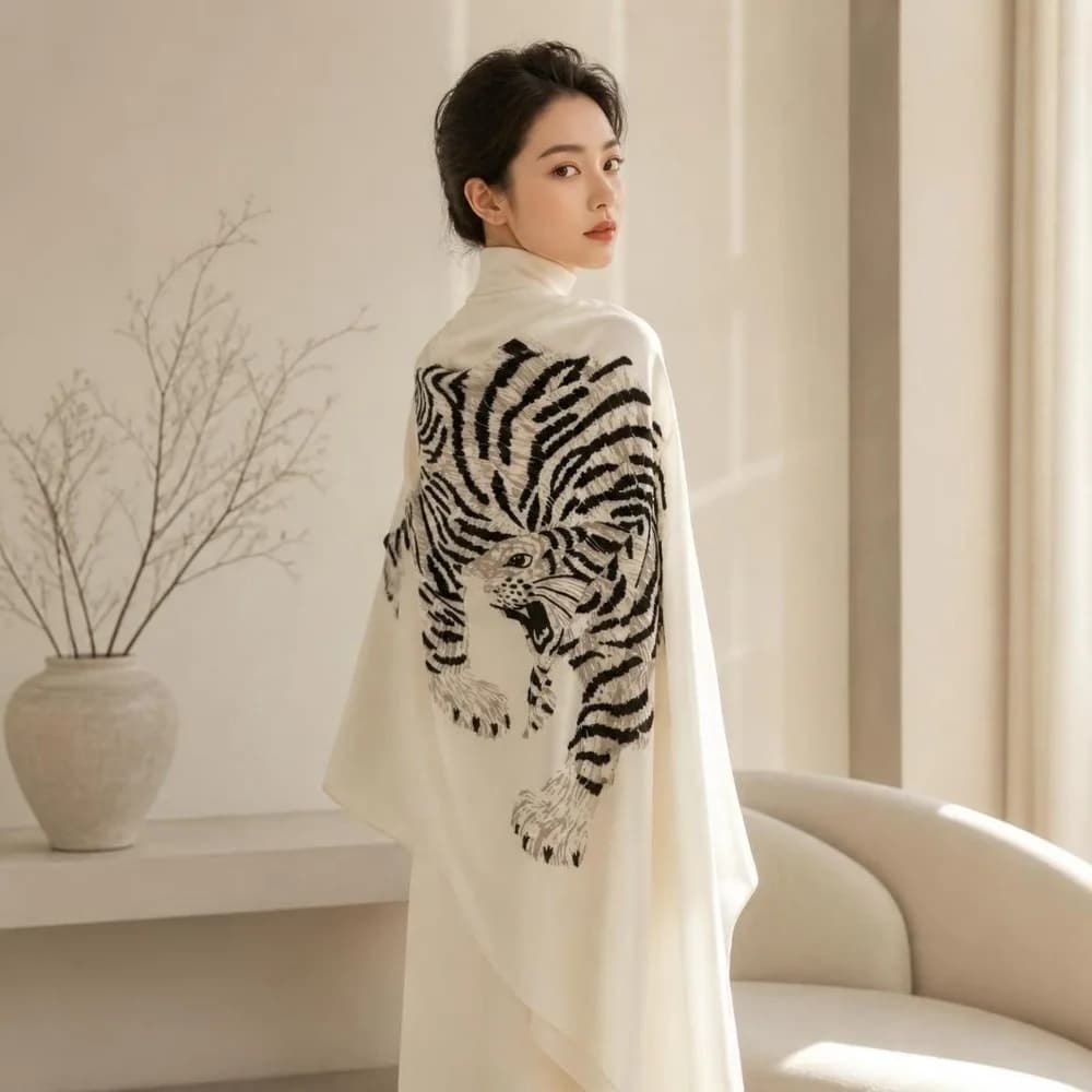 Trendy Leopard Sunscreen Cover-up Old Money Style Tiger Print Long Cover Scarf Sun Protection Temperament Draped Cardigan Women