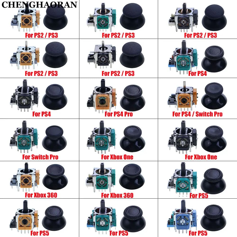 1Set Sostituzione 3D Joystick Analogico Per PS2 PS3 PS4 Pro PS5 Switch Pro Xbox One 360 Controller Thumb Stick Grip Caps Accessori