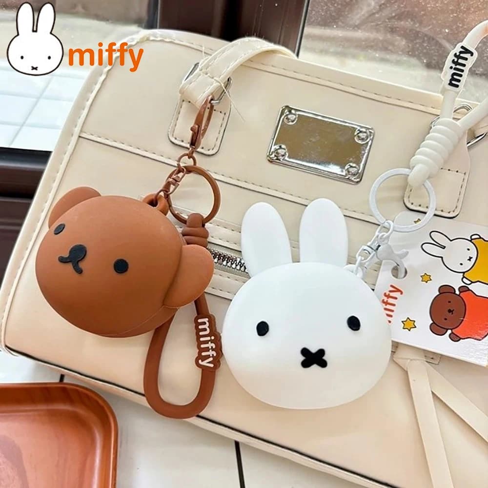 Nice mini bag for silicone earphones Miffy Kawaii Cartoon Animated Cartoon Rabbit Boris bear pendant gift bag for girl
